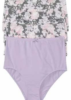 bonprix Höschen|Baumwollunterwäsche^Highwaist Slip (4er Pack) flieder bedruckt