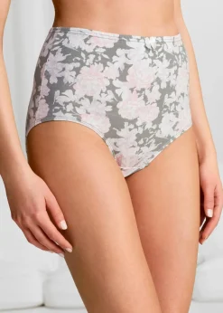 bonprix Höschen|Baumwollunterwäsche^Highwaist Slip (4er Pack) flieder bedruckt