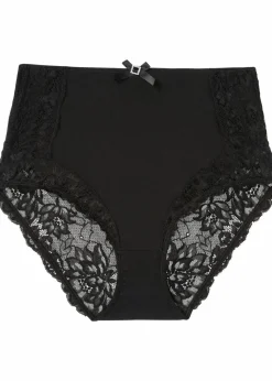 bonprix Wäsche·Dessous|Wäsche·Höschen^Highwaist Slip mit zarter Spitze schwarz