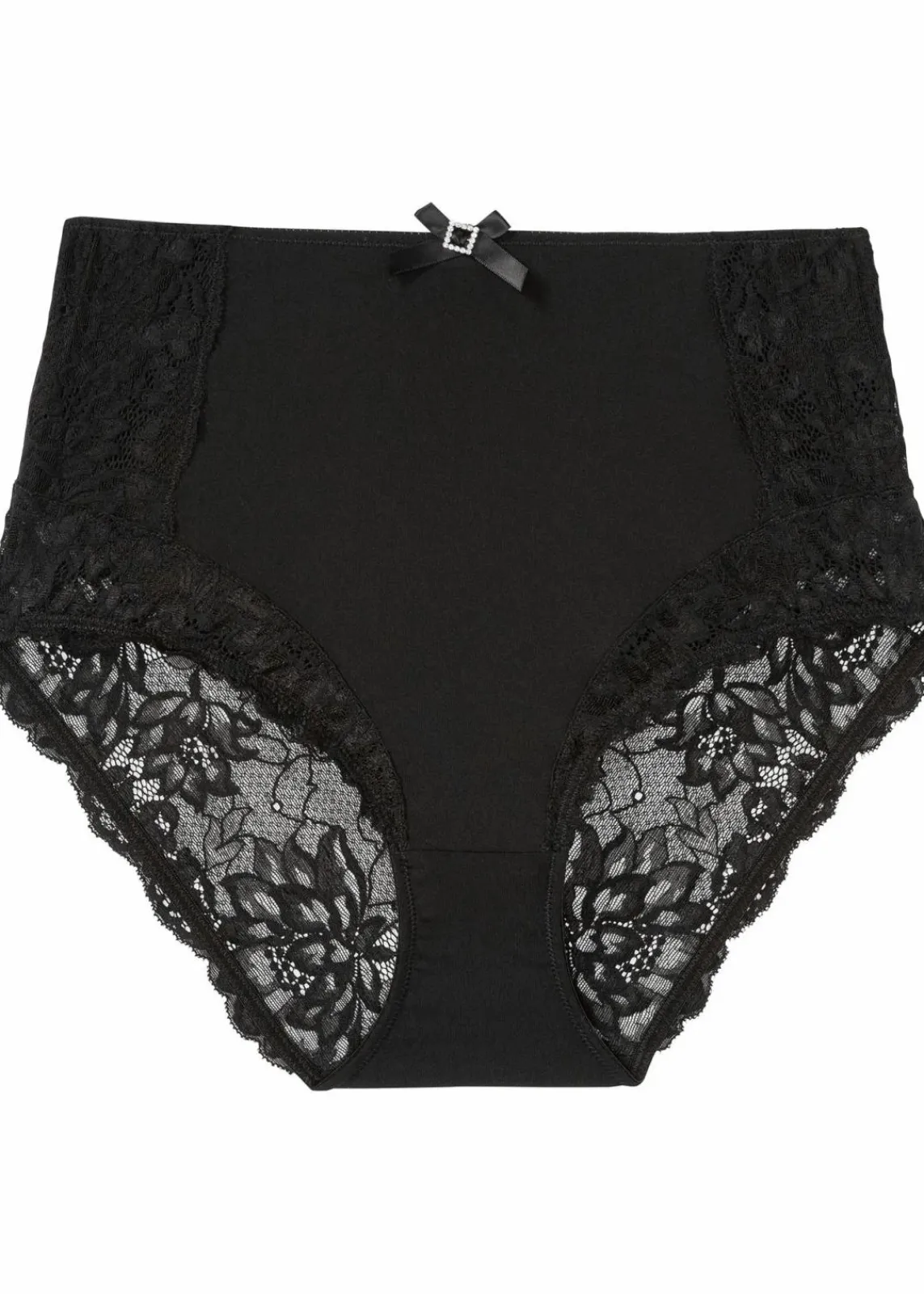 bonprix Wäsche·Dessous|Wäsche·Höschen^Highwaist Slip mit zarter Spitze schwarz