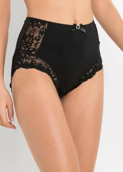 bonprix Wäsche·Dessous|Wäsche·Höschen^Highwaist Slip mit zarter Spitze schwarz