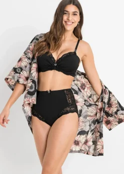 bonprix Wäsche·Dessous|Wäsche·Höschen^Highwaist Slip mit zarter Spitze schwarz