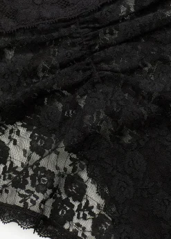 bonprix Wäsche·Höschen|Höschen^Highwaist Slip aus Spitze mit Raffung (4er Pack) schwarz