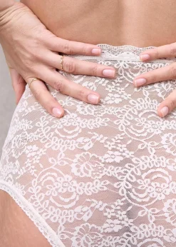 bonprix Nachhaltigere Materialien|Höschen^Highwaist Slip aus Spitze (3er Pack) schwarz+weiß+sandbeige
