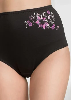 bonprix Wäsche·Baumwollunterwäsche|Wäsche·Höschen^Highwaist Slip (5er Pack) schwarz + weiß