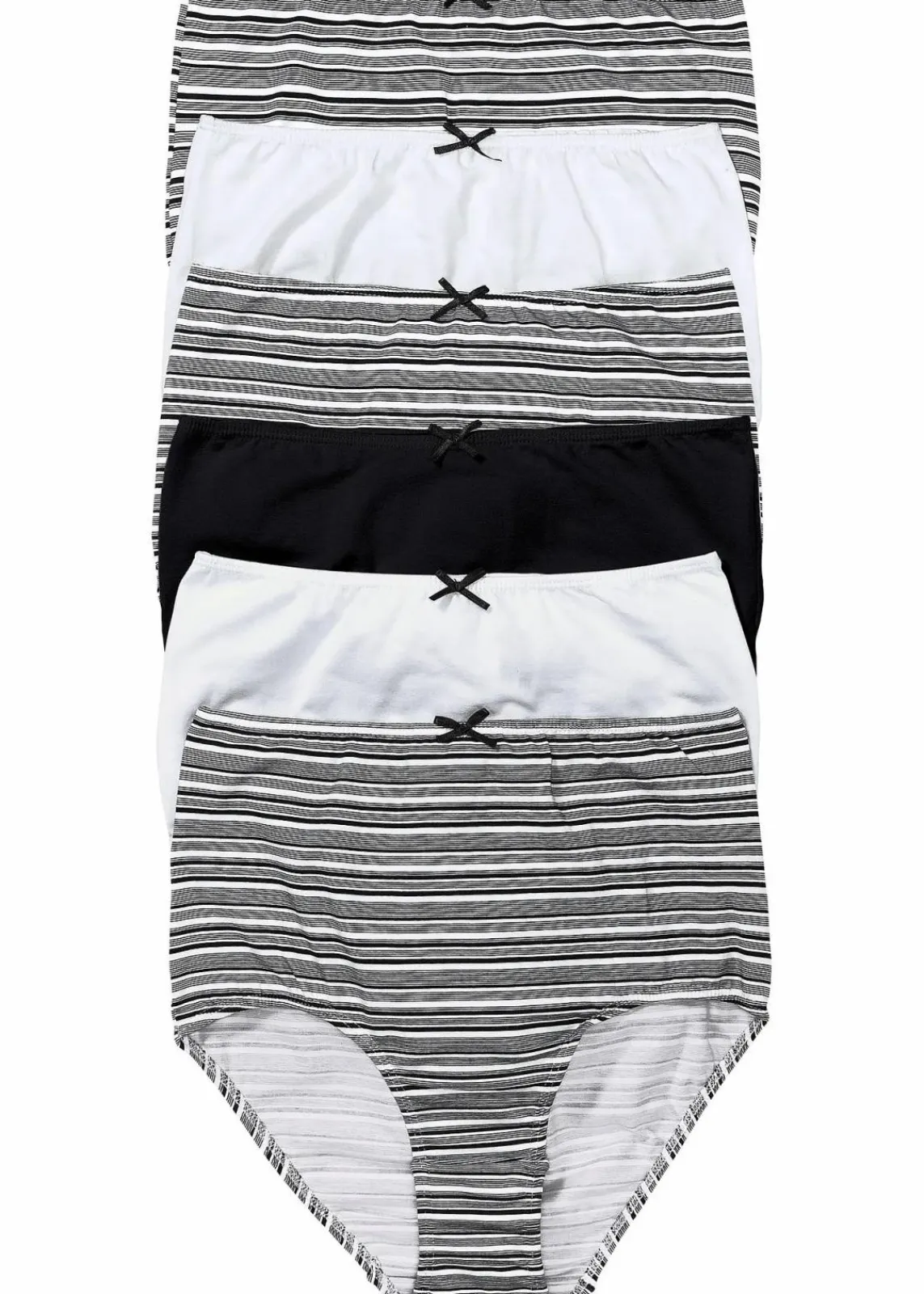 bonprix Wäsche·Baumwollunterwäsche|Wäsche·Höschen^Highwaist Slip (6er Pack) schwarz gestreift
