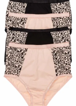 bonprix Wäsche·Baumwollunterwäsche|Wäsche·Höschen^Highwaist Slip mit Bio-Baumwolle (4er Pack) schwarz + perlbeige