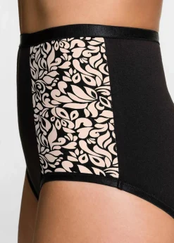 bonprix Wäsche·Baumwollunterwäsche|Wäsche·Höschen^Highwaist Slip mit Bio-Baumwolle (4er Pack) schwarz + perlbeige