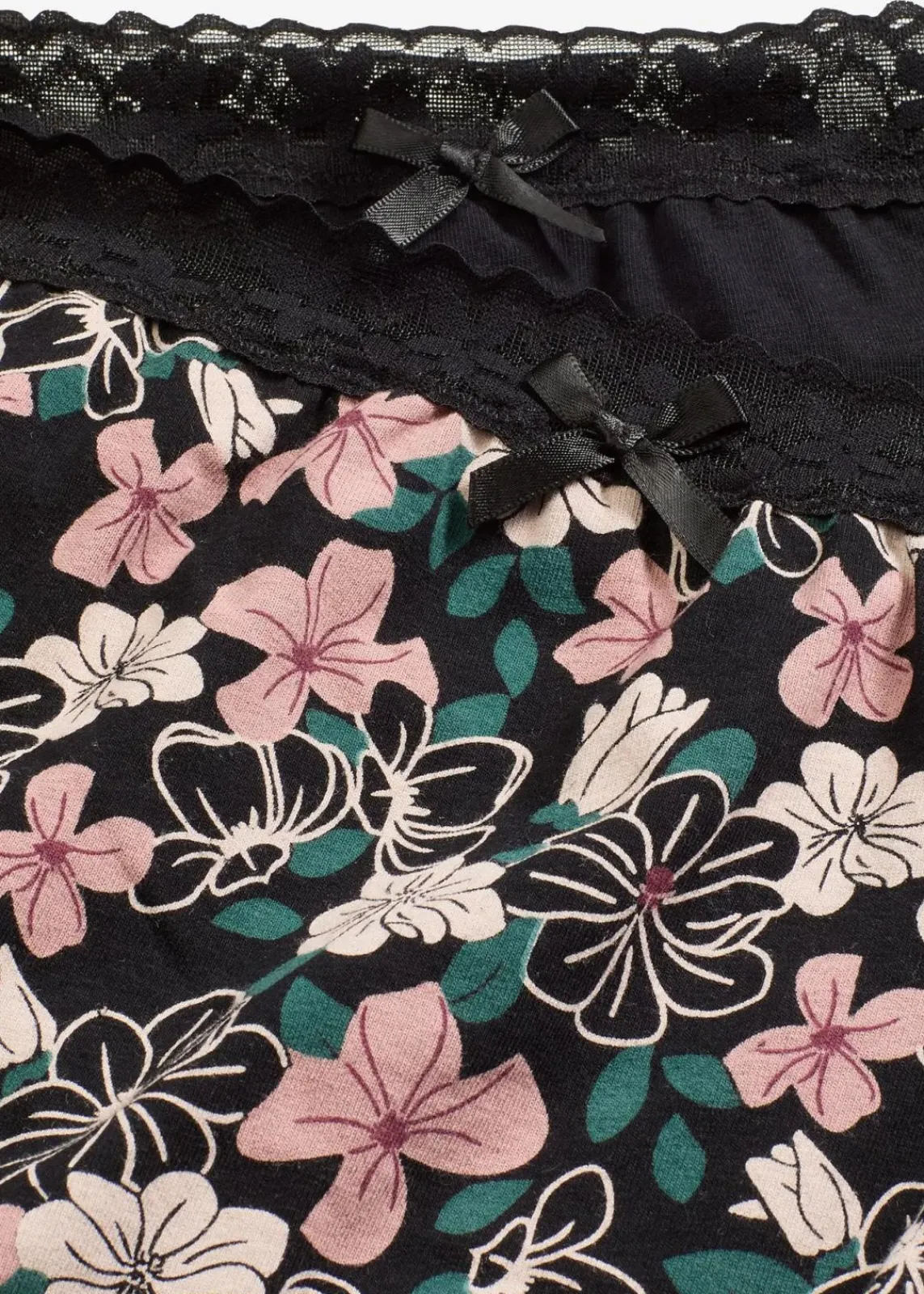 bonprix Wäsche·Baumwollunterwäsche|Wäsche·Höschen^Highwaist Slip mit Bio-Baumwolle (4er Pack) schwarz+schwarz floral