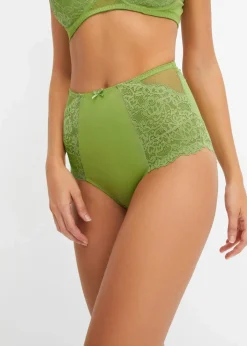 bonprix Nachhaltigere Materialien|Dessous^Highwaist Slip mit edler Spitze edelsteingrün