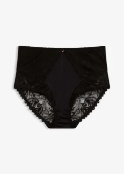 bonprix Wäsche·Höschen|Nachhaltigere Materialien^Highwaist Slip mit glänzendem Material schwarz