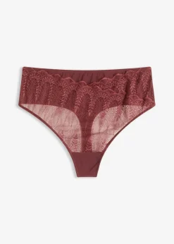 bonprix Wäsche·Dessous|Wäsche·Höschen^Highwaist String mit feiner Spitze burgunderrot