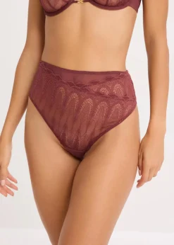 bonprix Wäsche·Dessous|Wäsche·Höschen^Highwaist String mit feiner Spitze burgunderrot