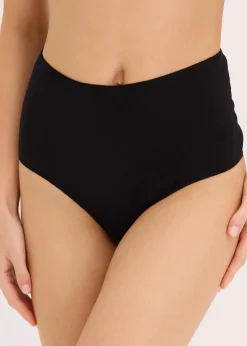 bonprix Wäsche·Baumwollunterwäsche|Wäsche·Höschen^Highwaist String mit weicher Baumwolle (4er Pack) schwarz+sandbeige