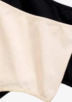 bonprix Wäsche·Baumwollunterwäsche|Wäsche·Höschen^Highwaist String mit weicher Baumwolle (4er Pack) schwarz+sandbeige