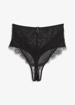 bonprix Höschen|Erotikwäsche^Highwaist String ouvert schwarz