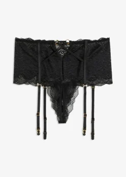 bonprix Wäsche·Erotikwäsche|Erotikwäsche^Highwaist String ouvert mit Strapshalter schwarz