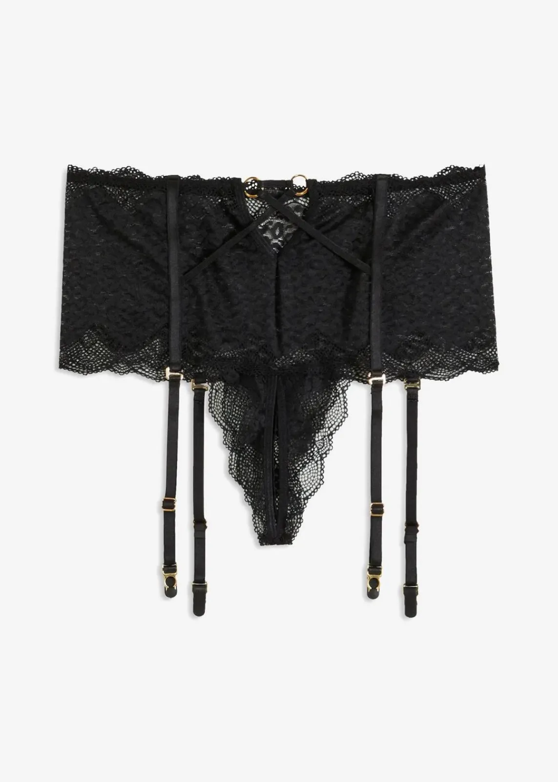 bonprix Wäsche·Erotikwäsche|Erotikwäsche^Highwaist String ouvert mit Strapshalter schwarz