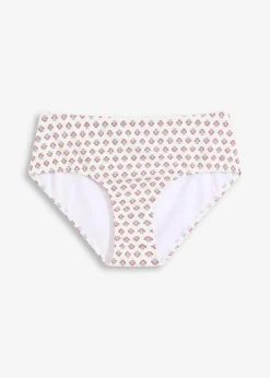 bonprix Nachhaltigere Materialien|Mix & Match^Highwaist-Bikinihose wollweiß/blau bedruckt