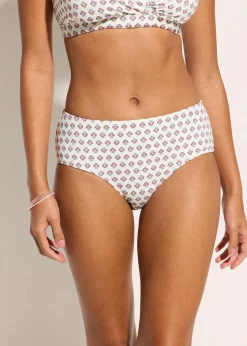 bonprix Nachhaltigere Materialien|Mix & Match^Highwaist-Bikinihose wollweiß/blau bedruckt