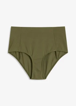 bonprix Nachhaltigere Materialien|Bedeckende Bademode^Highwaist-Bikinihose dunkeloliv