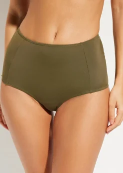 bonprix Nachhaltigere Materialien|Bedeckende Bademode^Highwaist-Bikinihose dunkeloliv