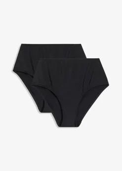 bonprix Nachhaltigere Materialien|Bademode·Tankinis^Highwaist-Bikinihose im Doppelpack (2er Pack) schwarz