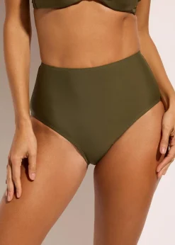bonprix Nachhaltigere Materialien|Mix & Match^Highwaist-Bikinihose im Doppelpack (2er Pack) dunkeloliv+schwarz