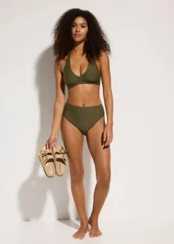 bonprix Nachhaltigere Materialien|Bademode·Tankinis^Highwaist-Bikinihose mit hohem Beinausschnitt dunkeloliv