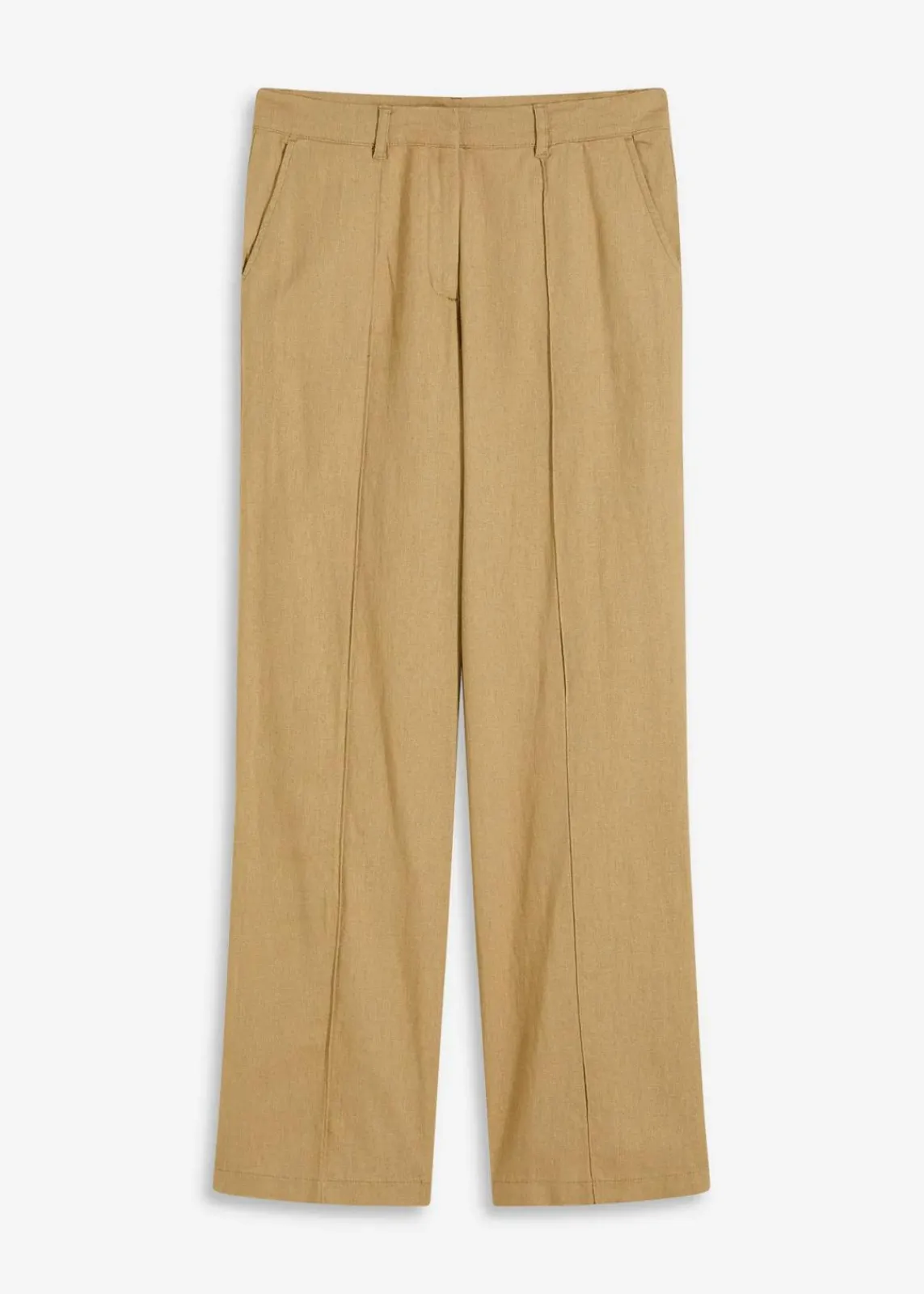 bonprix Hosen^Highwaist-Bundfaltenhose mit Leinen khakibraun
