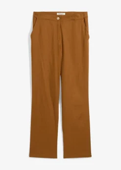 bonprix Nachhaltigere Materialien|Hosen^High-Waist-Hose aus Leinen-Viskose-Mix cognac braun
