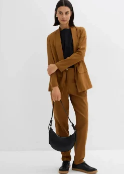 bonprix Nachhaltigere Materialien|Hosen^High-Waist-Hose aus Leinen-Viskose-Mix cognac braun