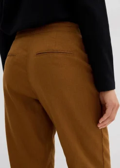 bonprix Nachhaltigere Materialien|Hosen^High-Waist-Hose aus Leinen-Viskose-Mix cognac braun