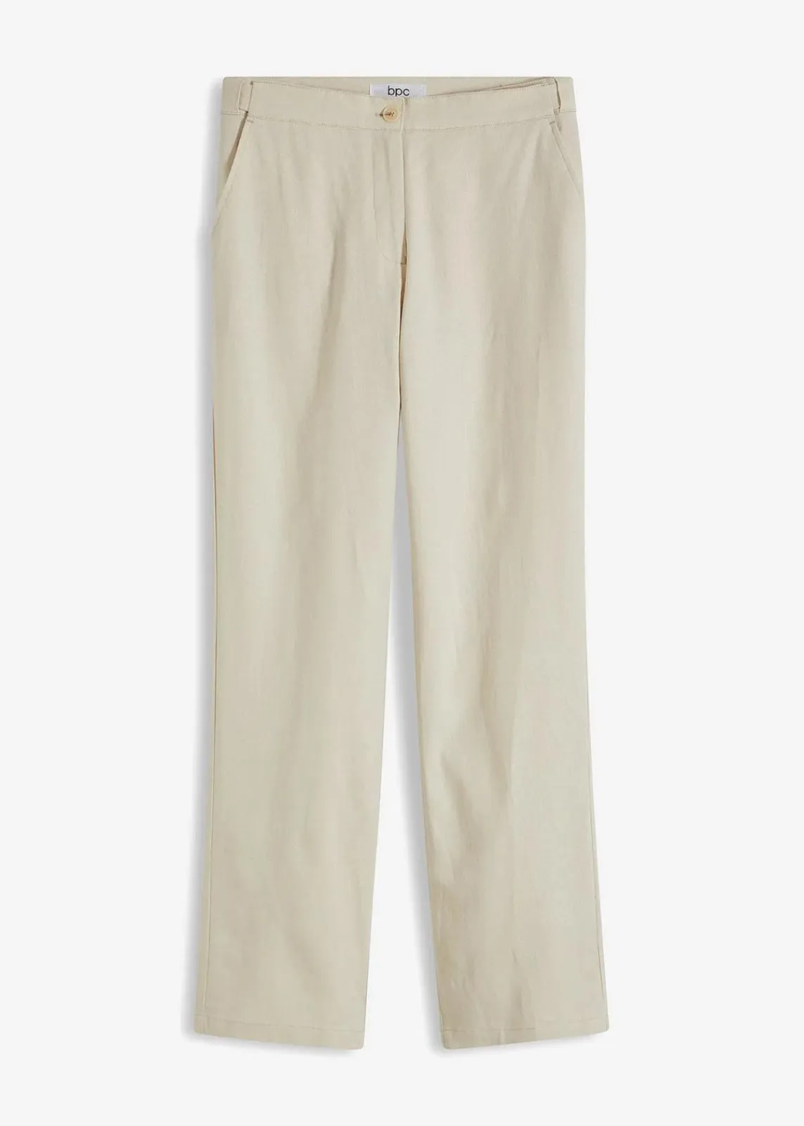 bonprix Nachhaltigere Materialien|Hosen^High-Waist-Hose aus Leinen-Viskose-Mix kieselbeige