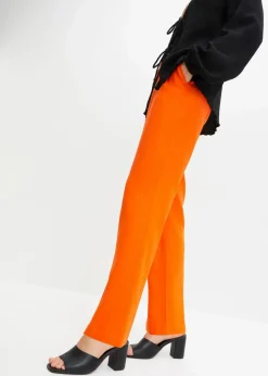 bonprix Nachhaltigere Materialien|Hosen^High-Waist-Hose aus Leinen-Viskose-Mix warmorange