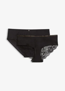 bonprix Wäsche·Dessous|Wäsche·Höschen^Hipster aus edler Spitze (2er Pack) schwarz