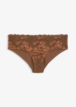 bonprix Wäsche·Dessous|Wäsche·Höschen^Hipster aus zweifarbiger Spitze lehmbraun/schokosorbet