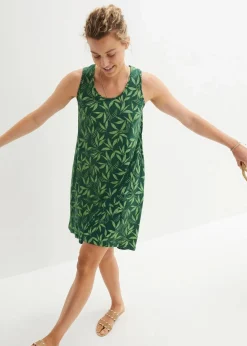 bonprix Nachhaltigere Materialien^Hänger-Kleid aus Bio-Baumwolle dunkelgrün/selleriegrün bedruckt