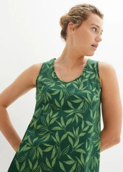 bonprix Nachhaltigere Materialien^Hänger-Kleid aus Bio-Baumwolle dunkelgrün/selleriegrün bedruckt