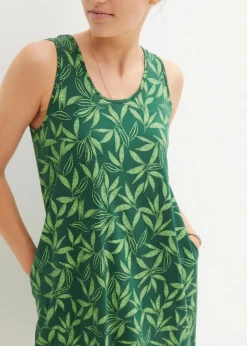 bonprix Nachhaltigere Materialien^Hänger-Kleid aus Bio-Baumwolle dunkelgrün/selleriegrün bedruckt