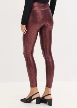 bonprix Kurzgrößen|Hosen^Hochglänzende Lederimitat-Leggings weinrot