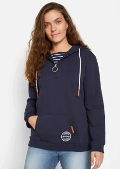 bonprix Bekleidung·Blusen & Tuniken|Sweat^Hoodie aus Baumwoll-Mix dunkelblau