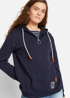 bonprix Bekleidung·Blusen & Tuniken|Sweat^Hoodie aus Baumwoll-Mix dunkelblau