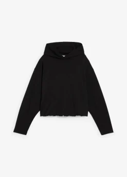 bonprix Bekleidung·Blusen & Tuniken|Sweat^Hoodie aus leicht glänzendem Viskose-Mix schwarz