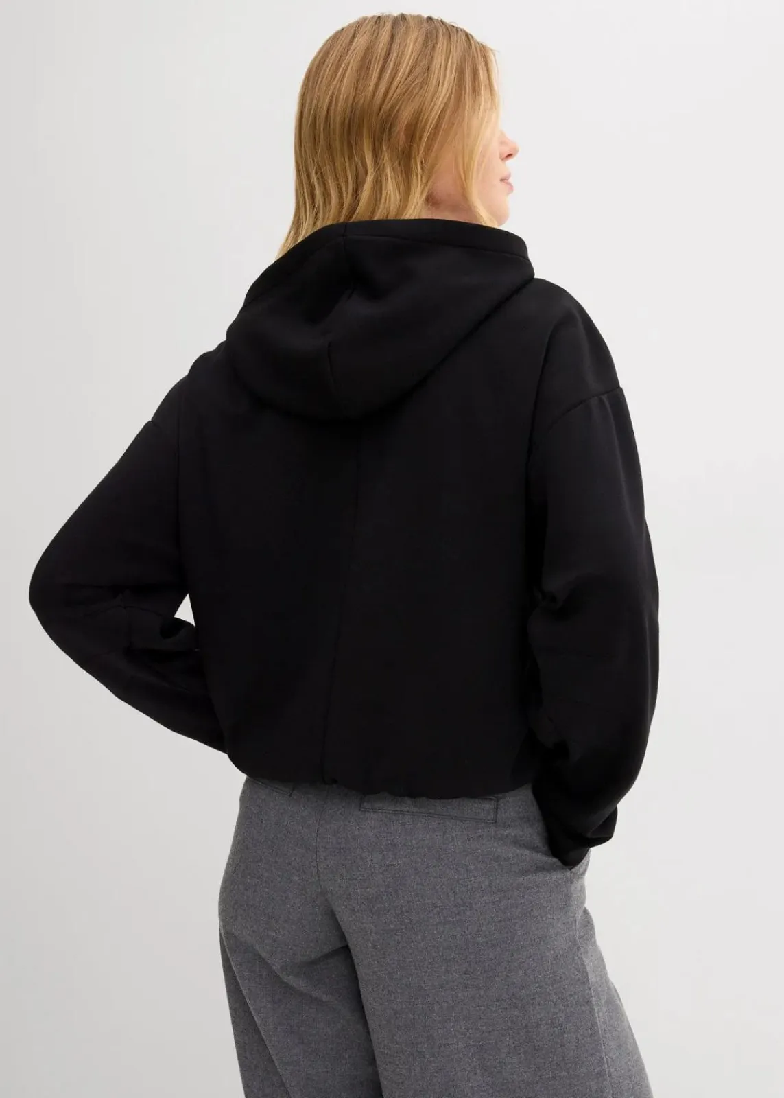 bonprix Bekleidung·Blusen & Tuniken|Sweat^Hoodie aus leicht glänzendem Viskose-Mix schwarz