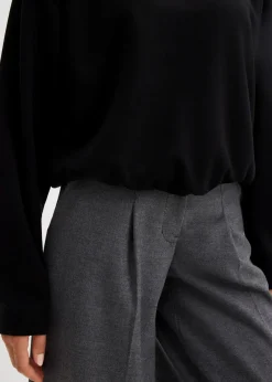 bonprix Bekleidung·Blusen & Tuniken|Sweat^Hoodie aus leicht glänzendem Viskose-Mix schwarz