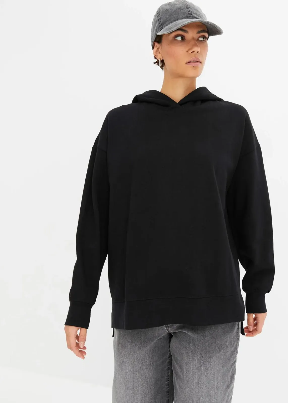 bonprix Sweat|Bekleidung·Blusen & Tuniken^Hoodie aus reiner Baumwolle schwarz