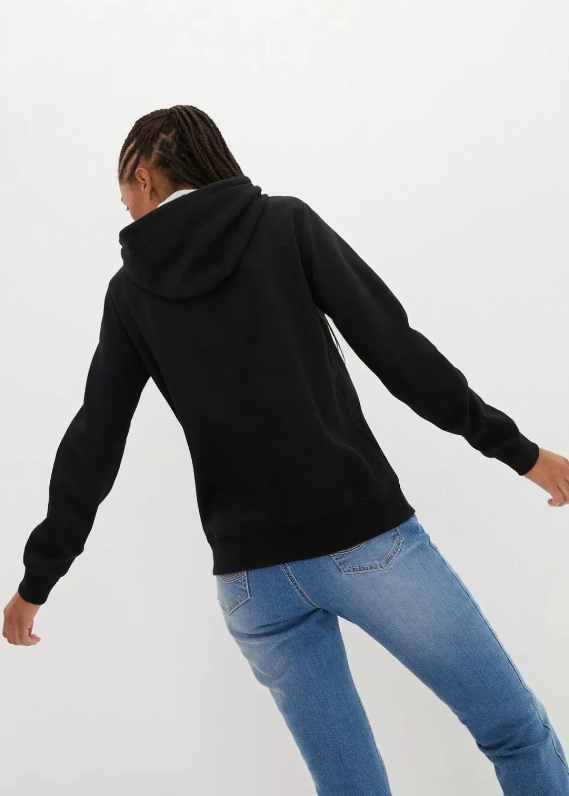 bonprix Bekleidung·Röcke|Bekleidung·Blusen & Tuniken^Hoodie aus reiner Bio-Baumwolle schwarz/salbeigrün