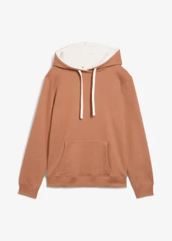 bonprix Sweat|Basics^Hoodie aus reiner Bio-Baumwolle schokosorbet/wollweiß