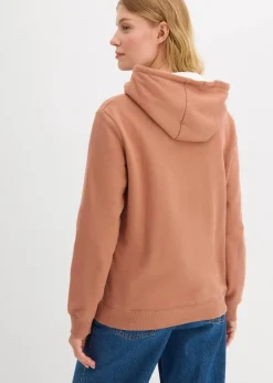 bonprix Sweat|Basics^Hoodie aus reiner Bio-Baumwolle schokosorbet/wollweiß